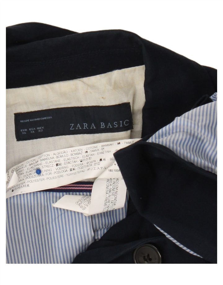 Zara Γυναικείο Μπλέιζερ Μπουφάν UK 18 XL Navy Blue Cotton