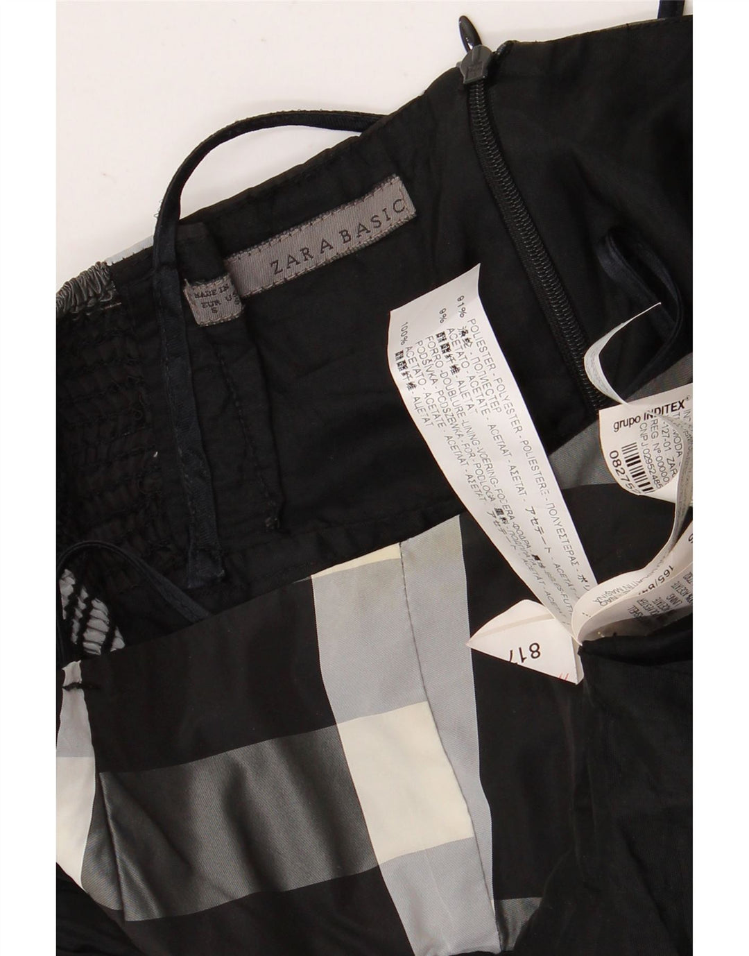 Zara Γυναικείο Αμάνικο Φούσκα UK 8 Small Black Check Polyester