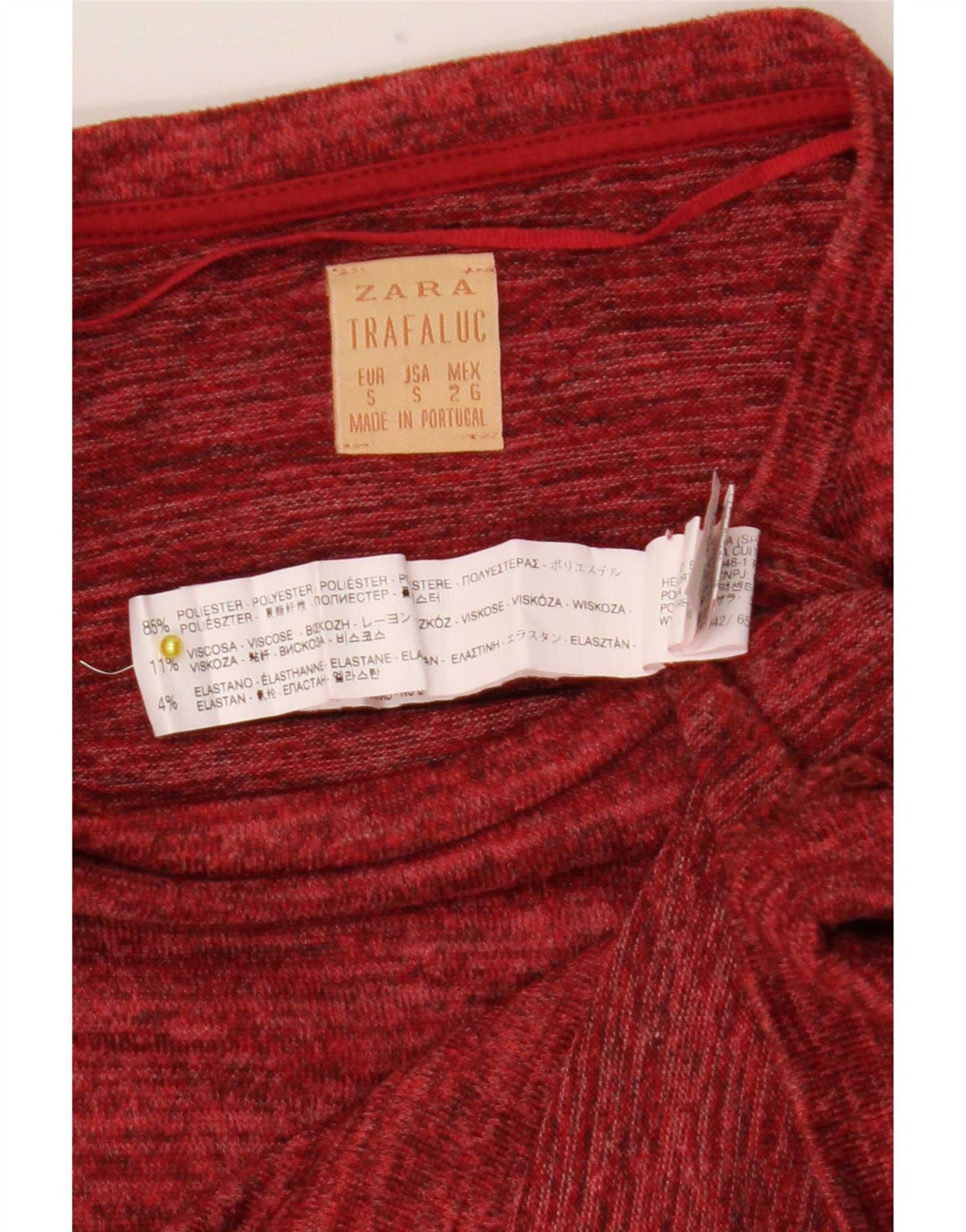 Zara Γυναικείο T-Shirt Top UK 10 Small Red Flecked Polyester