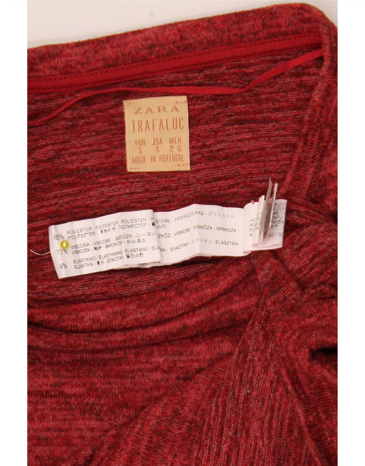 Zara Γυναικείο T-Shirt Top UK 10 Small Red Flecked Polyester