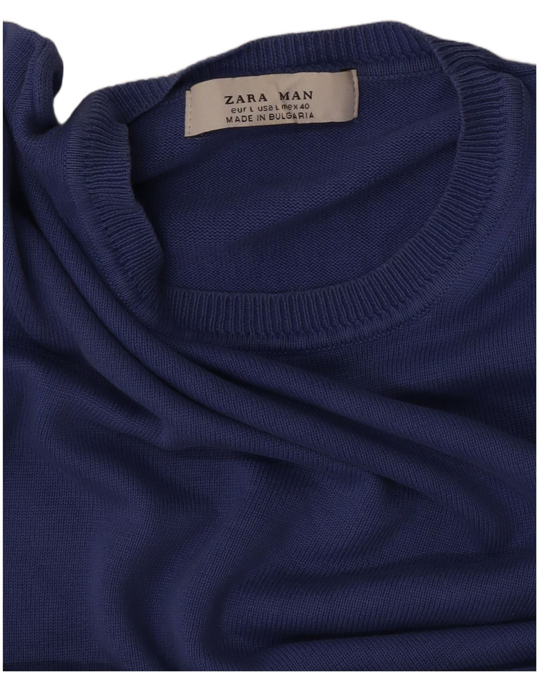 Ανδρικό πουλόβερ Zara Crew Neck Jumper Large Blue