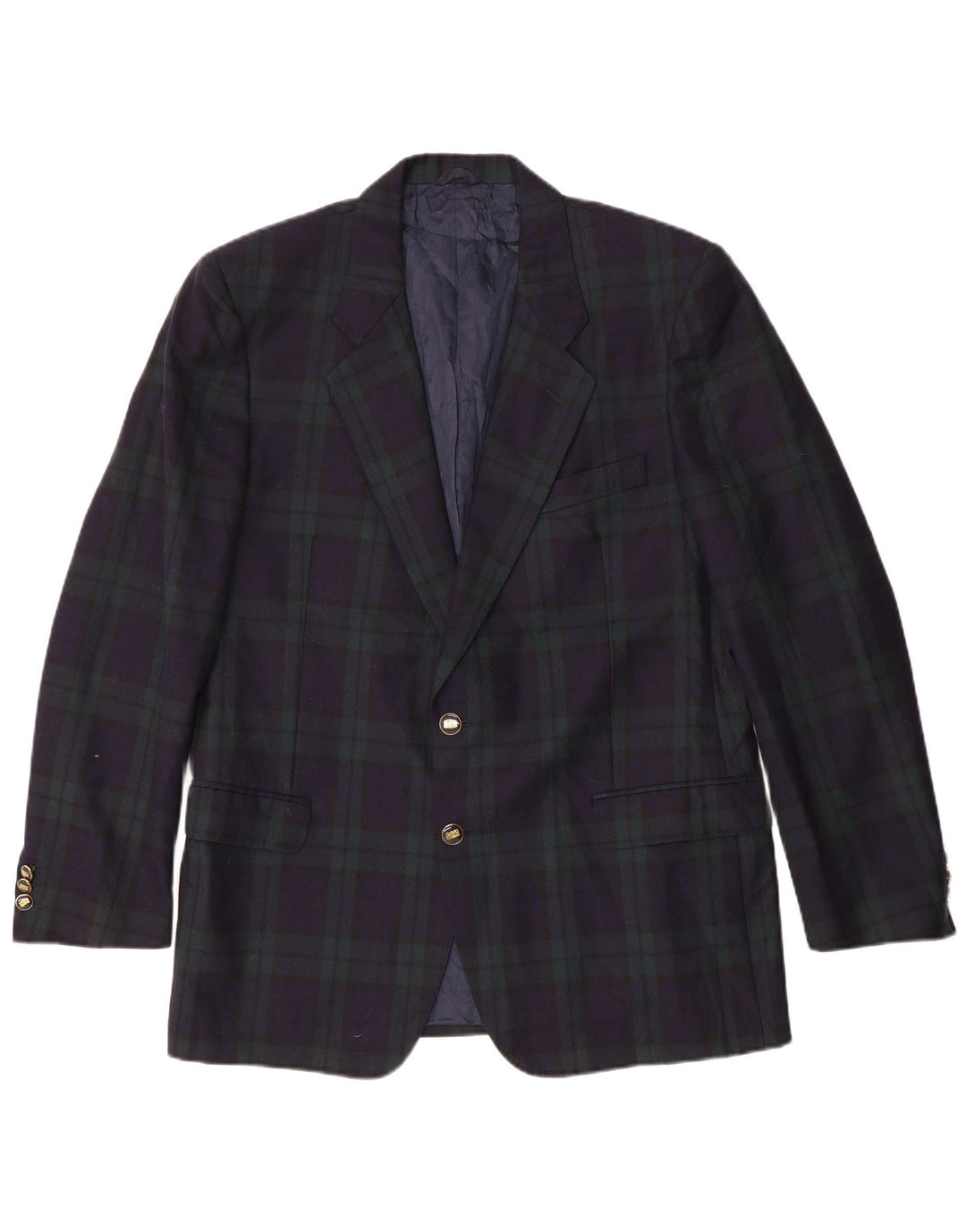 Vintage Ανδρικό τζάκετ σακάκι με 2 κουμπιά IT 54 2XL Navy Blue καρό μαλλί