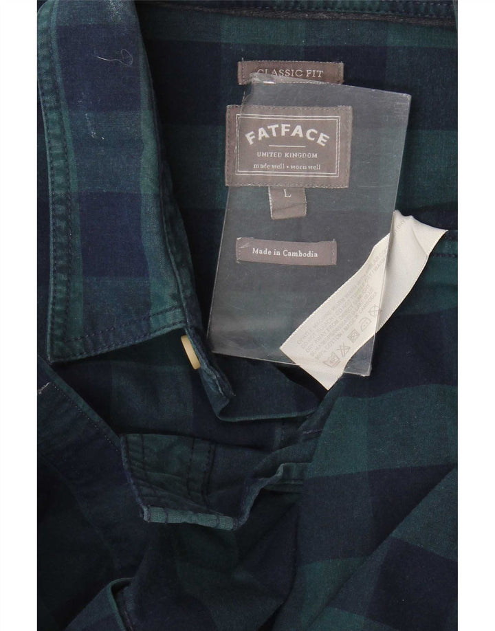 Fat Face Ανδρικό πουκάμισο Classic Fit Μεγάλο Navy Blue από βαμβακερό Gingham