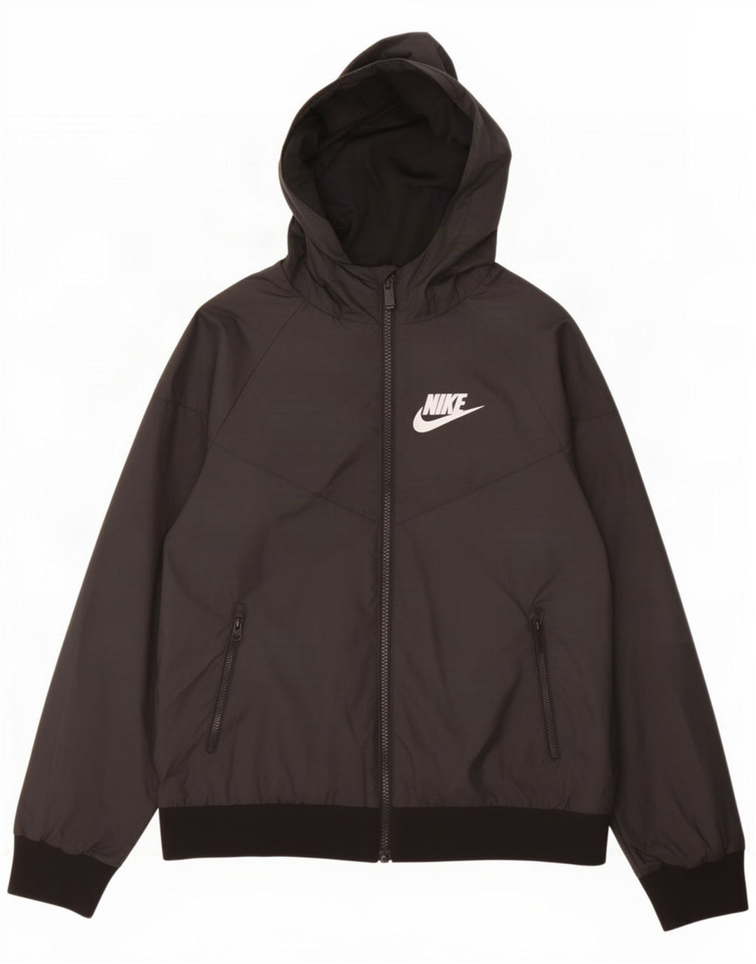Μπουφάν βροχής Nike Boys με κουκούλα 10-11 ετών μεσαίο μαύρο πολυεστέρα