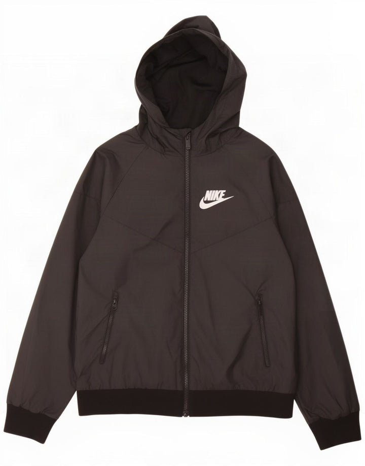 Μπουφάν βροχής Nike Boys με κουκούλα 10-11 ετών μεσαίο μαύρο πολυεστέρα