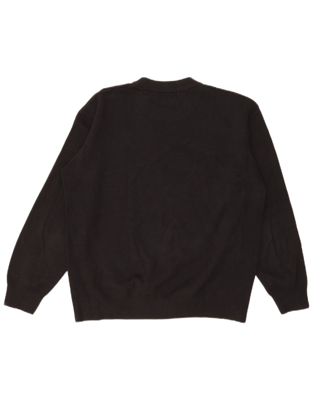 Ανδρικό πουλόβερ Zara Crew Neck Jumper Μεγάλο μαύρο βαμβακερό