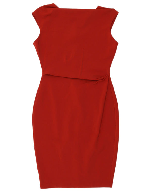 Zara Γυναικείο Αμάνικο Bodycon Φόρεμα UK 12 Medium Red Polyamide