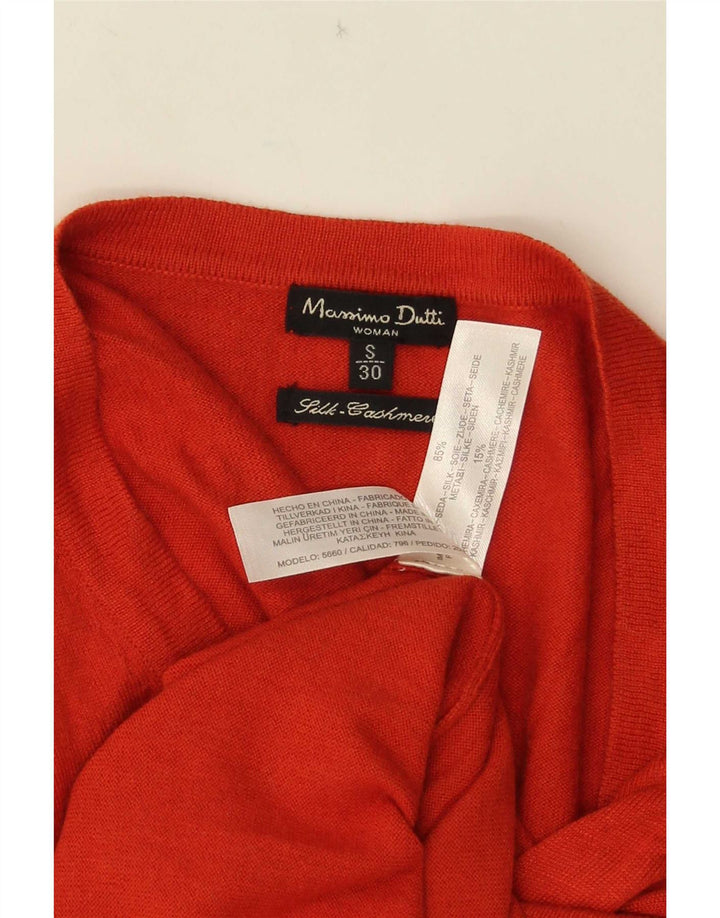Massimo Dutti Γυναικείο πουλόβερ με λαιμόκοψη με V λαιμόκοψη UK 10 Small πορτοκαλί μετάξι