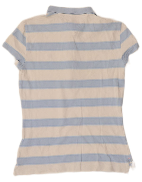 TOMMY HILFIGER Γυναικείο μπλουζάκι πόλο UK 6 XS μπλε ριγέ βαμβακερό
