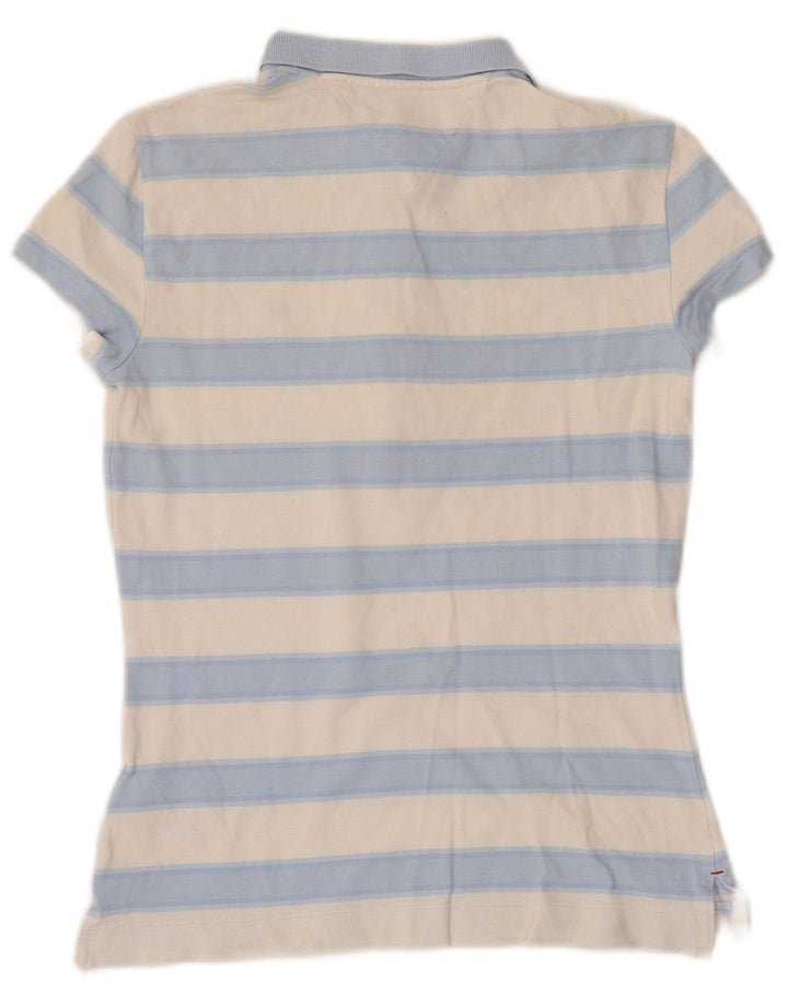 TOMMY HILFIGER Γυναικείο μπλουζάκι πόλο UK 6 XS μπλε ριγέ βαμβακερό