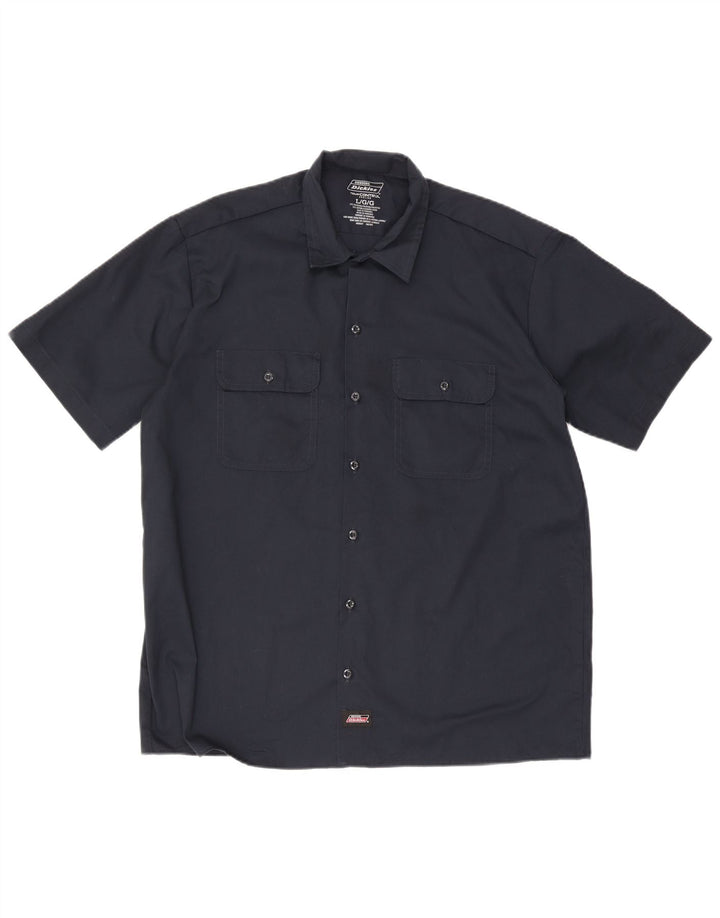 Ανδρικό κοντομάνικο πουκάμισο Dickies σε μπλε ναυτικό πολυεστέρα
