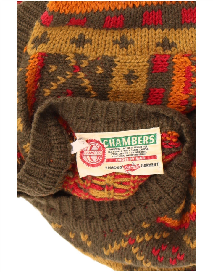 Ανδρικό πουλόβερ Chambers Crew Neck Jumper Μεσαίο πράσινο γεωμετρικό μαλλί