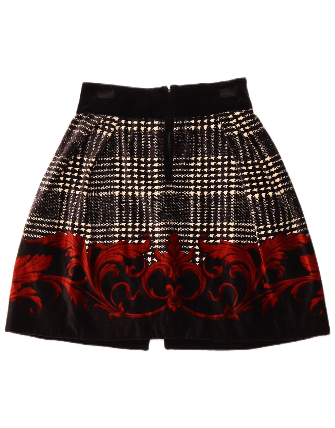 BYBLOS Γυναικεία βελούδινη φούστα σε γραμμή Α IT 42 Medium W28 Μαύρη φλοράλ βαμβακερή