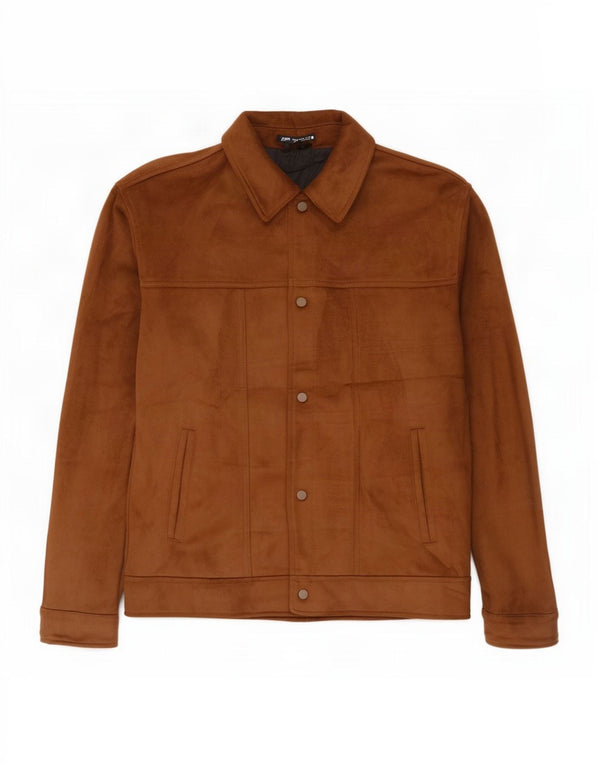 Zara Ανδρικό Faux Suede Bomber Jacket UK 42 XL Beige Polyester
