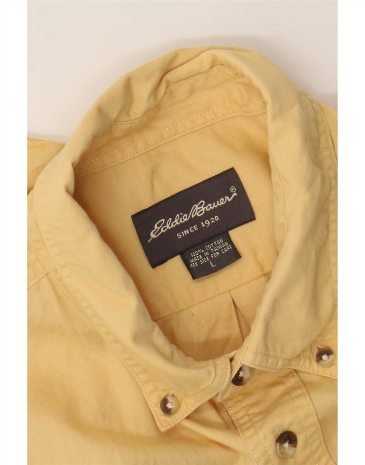 Eddie Bauer Ανδρικό κοντομάνικο πουκάμισο μεγάλο κίτρινο βαμβακερό