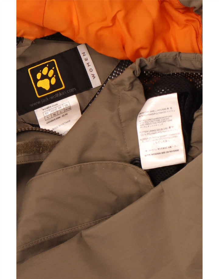 JACK WOLFSKIN Γυναικείο μπουφάν βροχής με κουκούλα UK 14/16 Μεγάλο μπεζ πολυαμίδιο