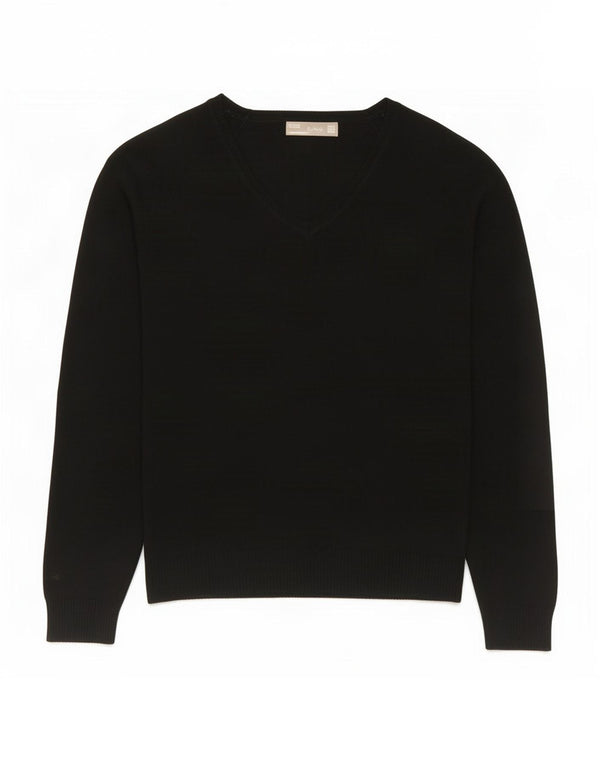 Zara Γυναικείο πουλόβερ με V λαιμόκοψη UK 18 XL Μαύρο βαμβακερό