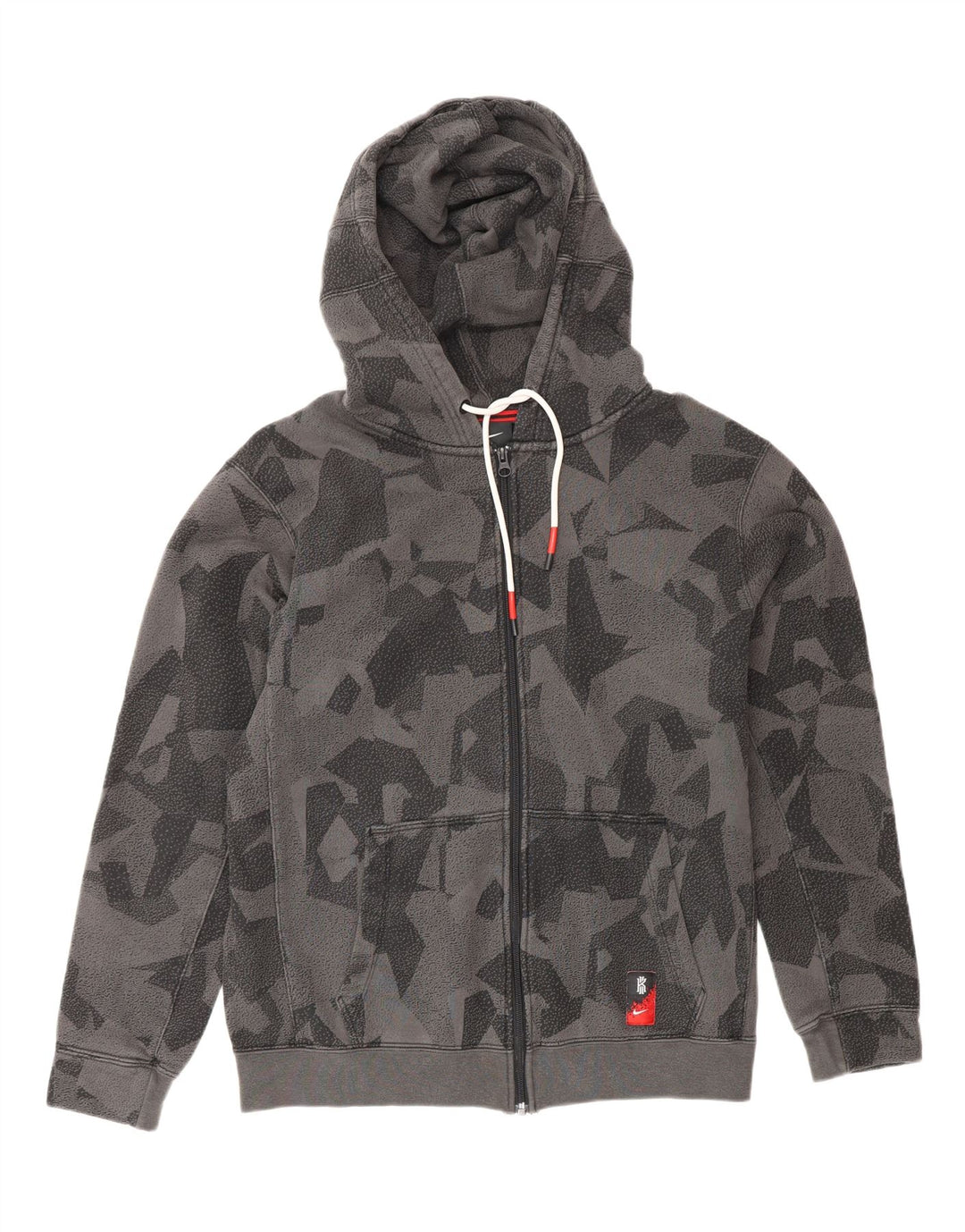 Ανδρικό πουλόβερ NIKE με φερμουάρ με κουκούλα μεσαίου γκρι γεωμετρικό