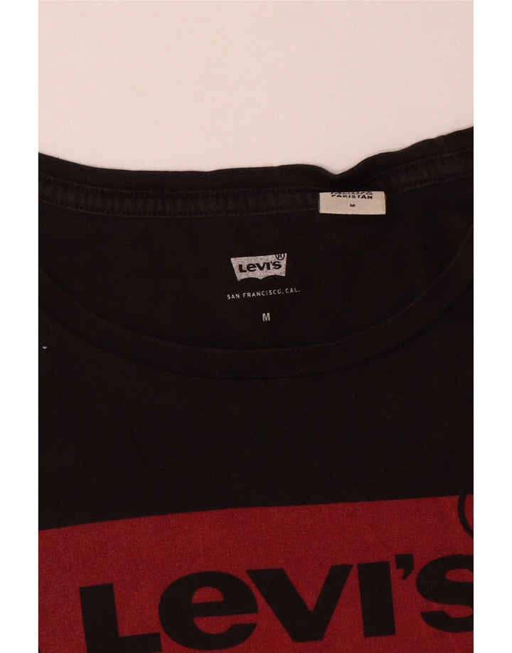 Γυναικείο γραφικό μπλουζάκι Levi's Top UK 12 μεσαίο μαύρο βαμβακερό