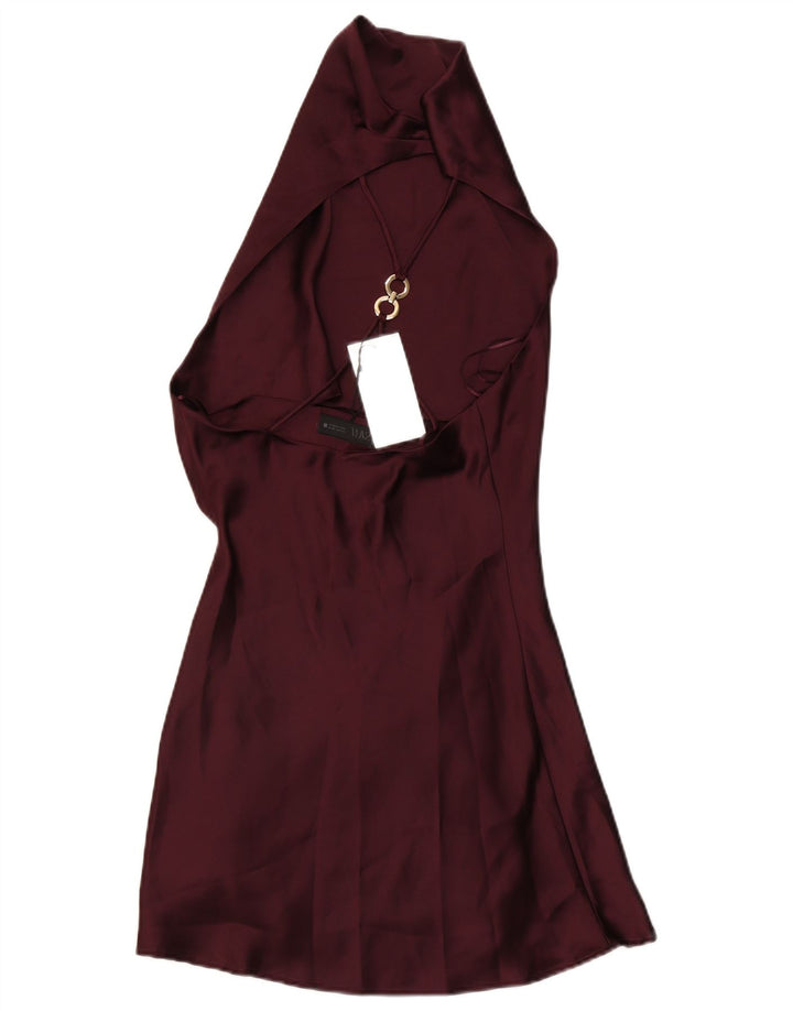 Zara Γυναικείο φόρεμα UK 10 Small Burgundy Polyester