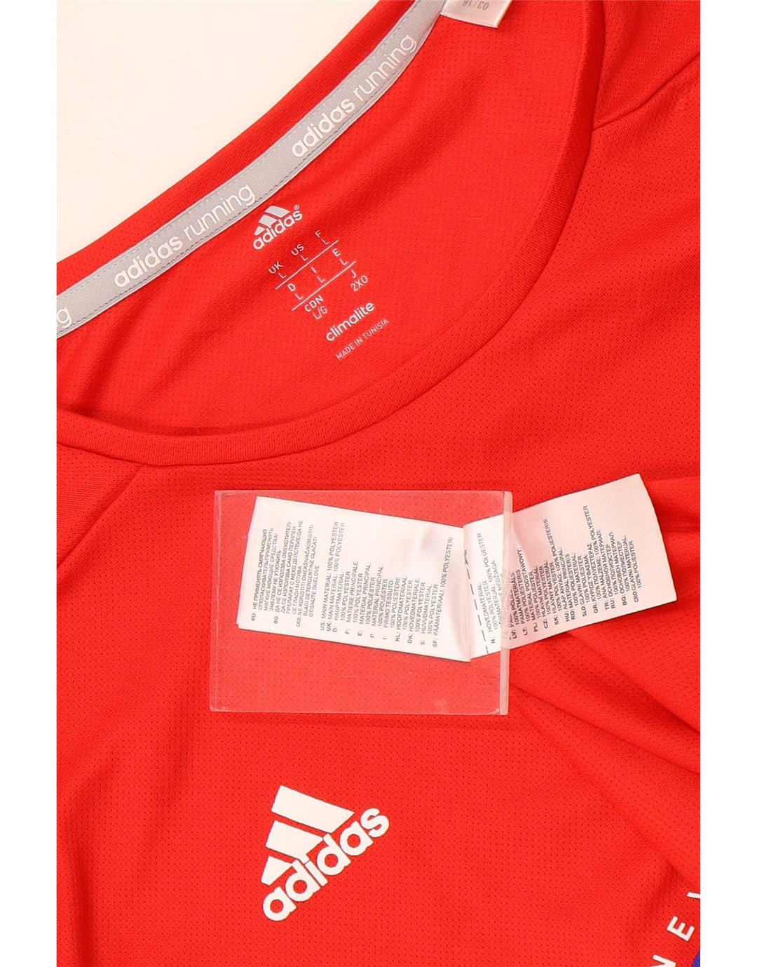 Ανδρικό γραφικό T-Shirt Adidas Climalite Top μεγάλο κόκκινο πολυεστέρα