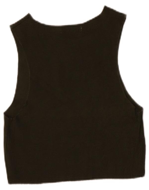 Zara Γυναικείο Γιλέκο Crop UK 8 Μικρό Βαμβακερό Πράσινο