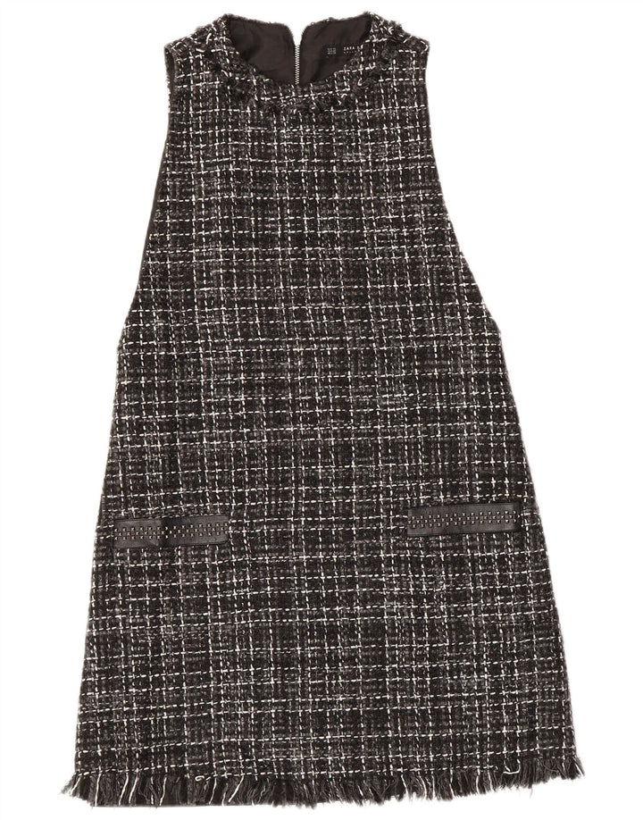 Zara Γυναικείο Αμάνικο Φόρεμα Shift UK 6 XS Black Check Acrylic