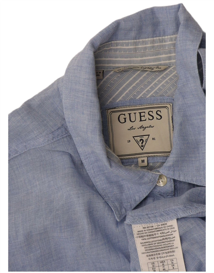 Guess Womens Shirt UK 14 Medium Blue Cotton