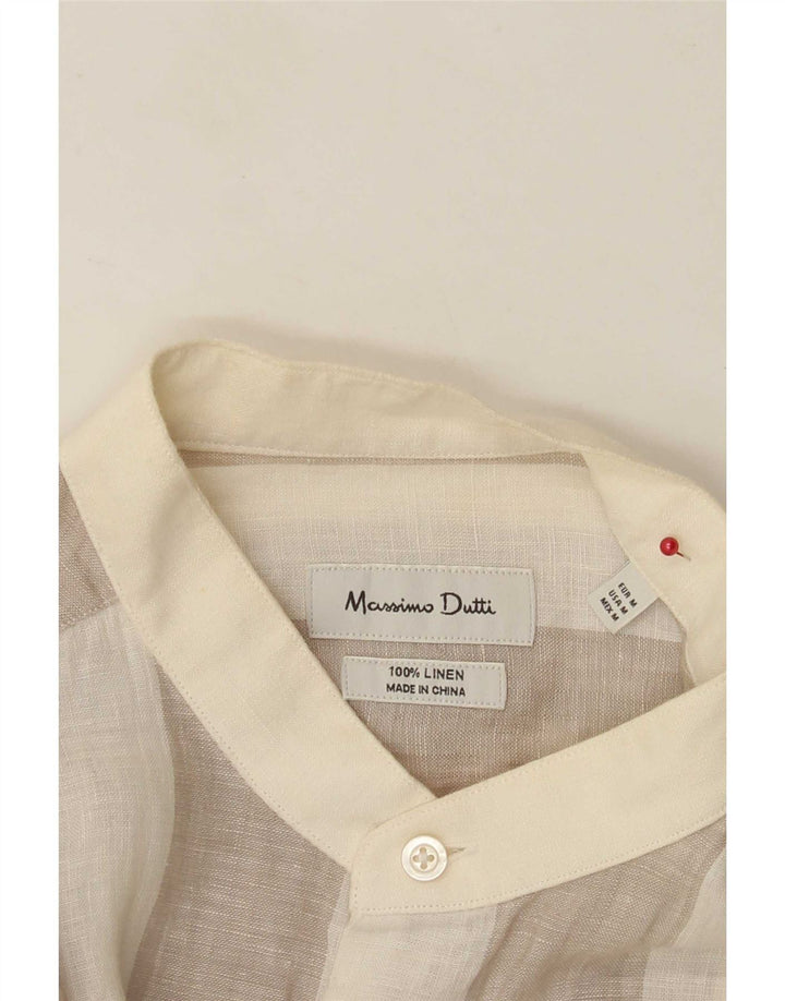 Ανδρικό πουκάμισο Massimo Dutti Λινό με μεσαίο μπεζ ριγέ