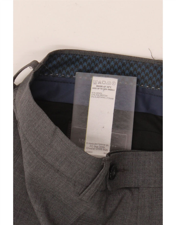 Marks & Spencer Ανδρικό παντελόνι με λεπτή φόρμα W32 L33 Γκρι μαλλί