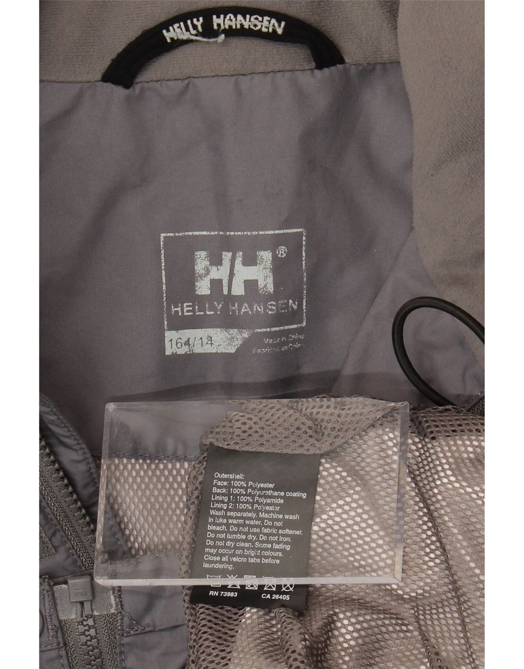 HELLY HANSEN Boys Graphic Rain Jacket 13-14 Years Grey Polyester