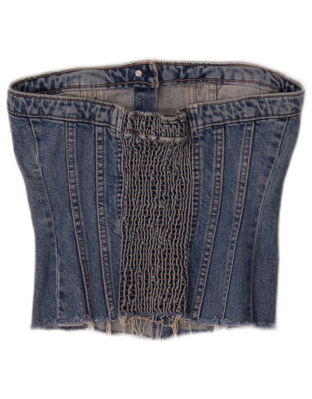 Zara Γυναικείο τζιν κορσέ μπλουζάκι στράπλες UK 8 Small μπλε βαμβακερό