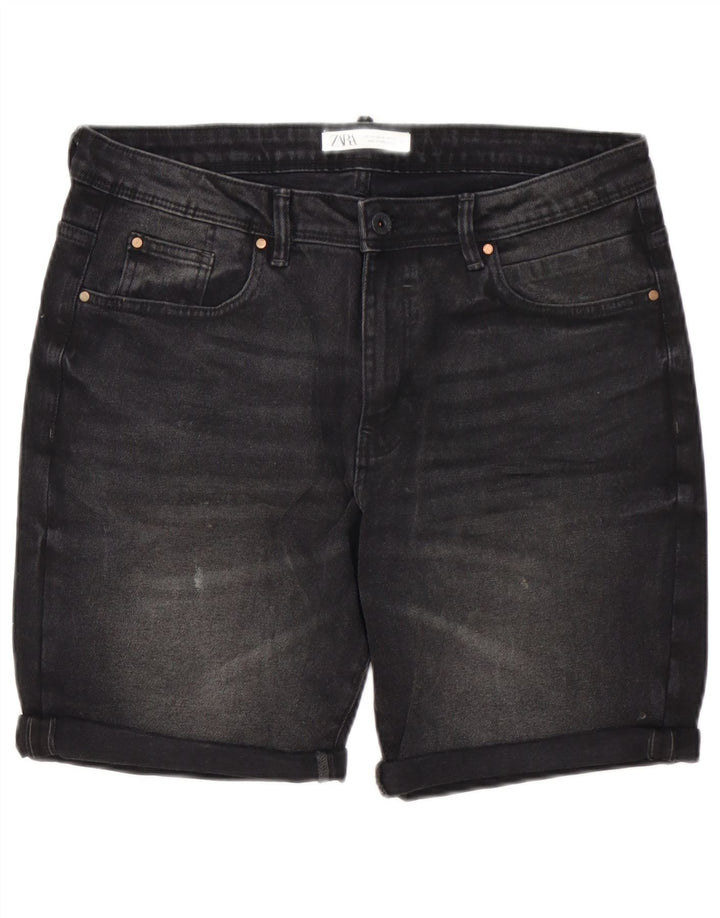 Zara Ανδρικό τζιν σορτς EU 44 Large W34 Μαύρο βαμβακερό