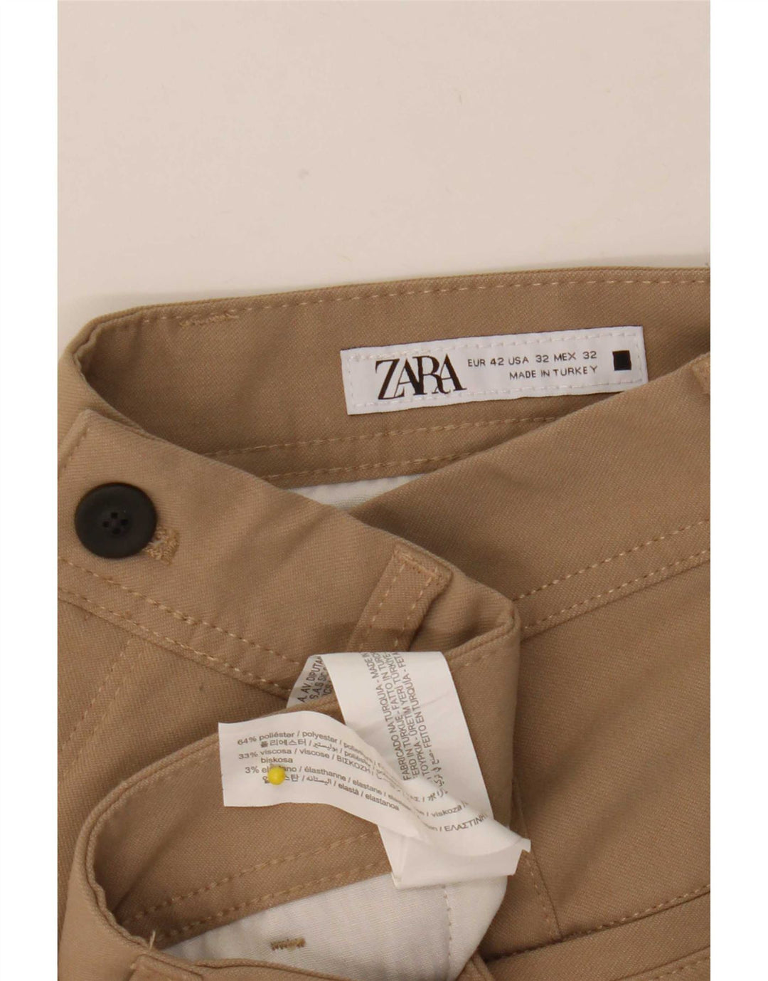 Zara Ανδρικό Slim παντελόνι Chino EU 42 Large W32 L28 Beige Polyester