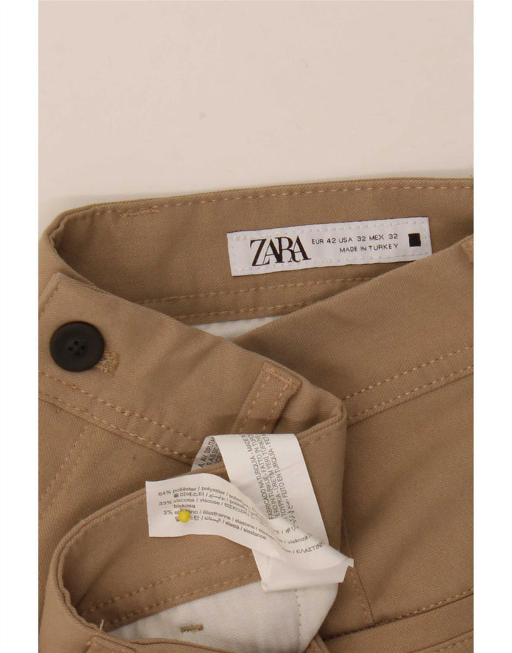 Zara Ανδρικό Slim παντελόνι Chino EU 42 Large W32 L28 Beige Polyester