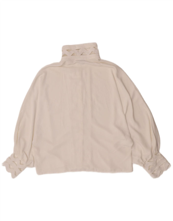 Vintage γυναικείο πουκάμισο μπλούζα UK 14 μεγάλο λευκό πολυεστέρα