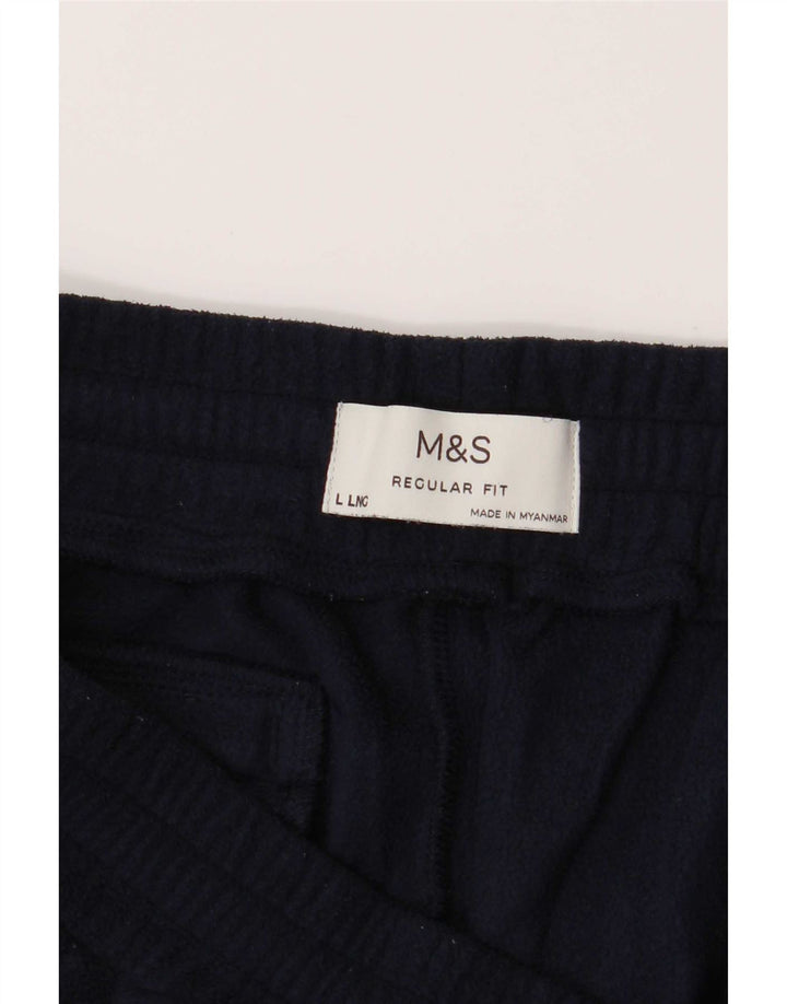 Marks & Spencer Ανδρικές φόρμες Fleece Παντελόνια Μεγάλο Navy Blue Polyester