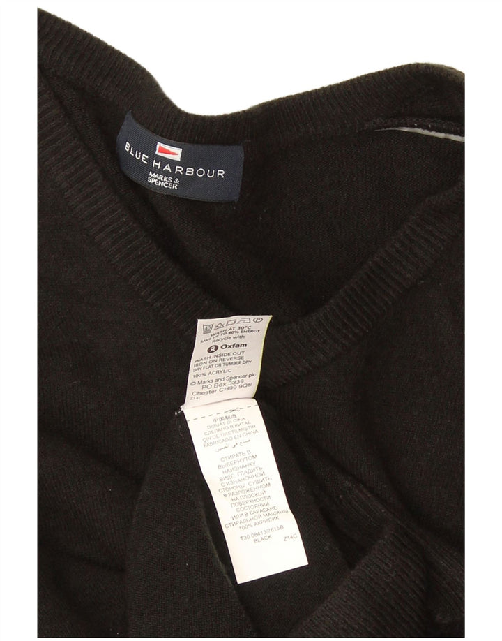 Ανδρικό πουλόβερ Marks & Spencer Blue Harbor με λαιμόκοψη με λαιμόκοψη μεσαίο μαύρο