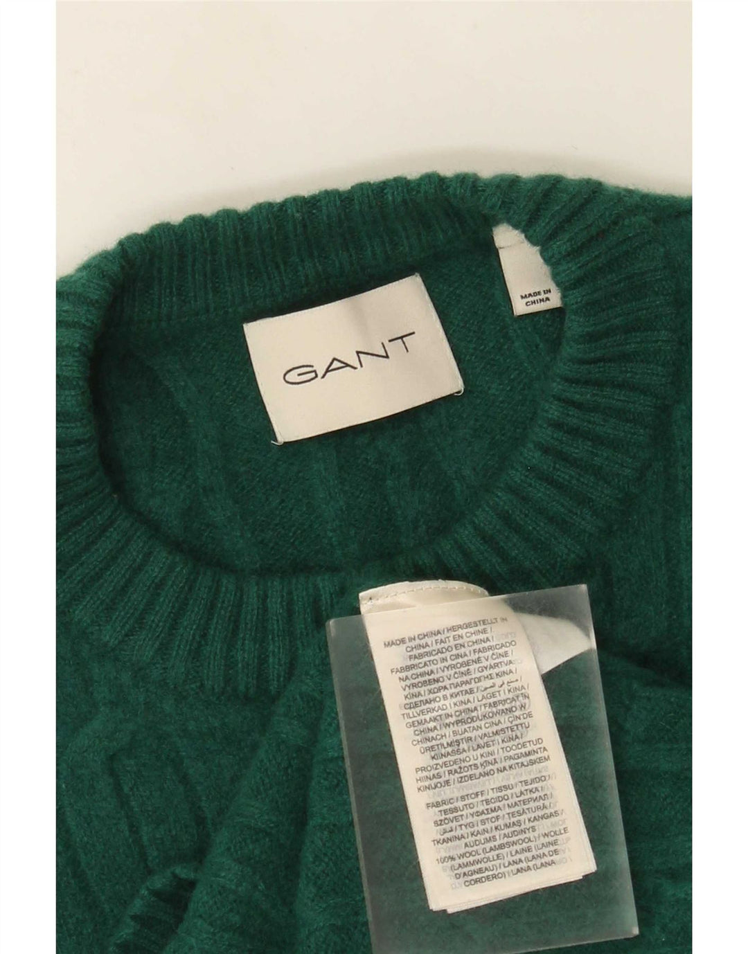 Ανδρικό πουλόβερ Gant Regular Fit Crew Neck Jumper Μικρό πράσινο μαλλί