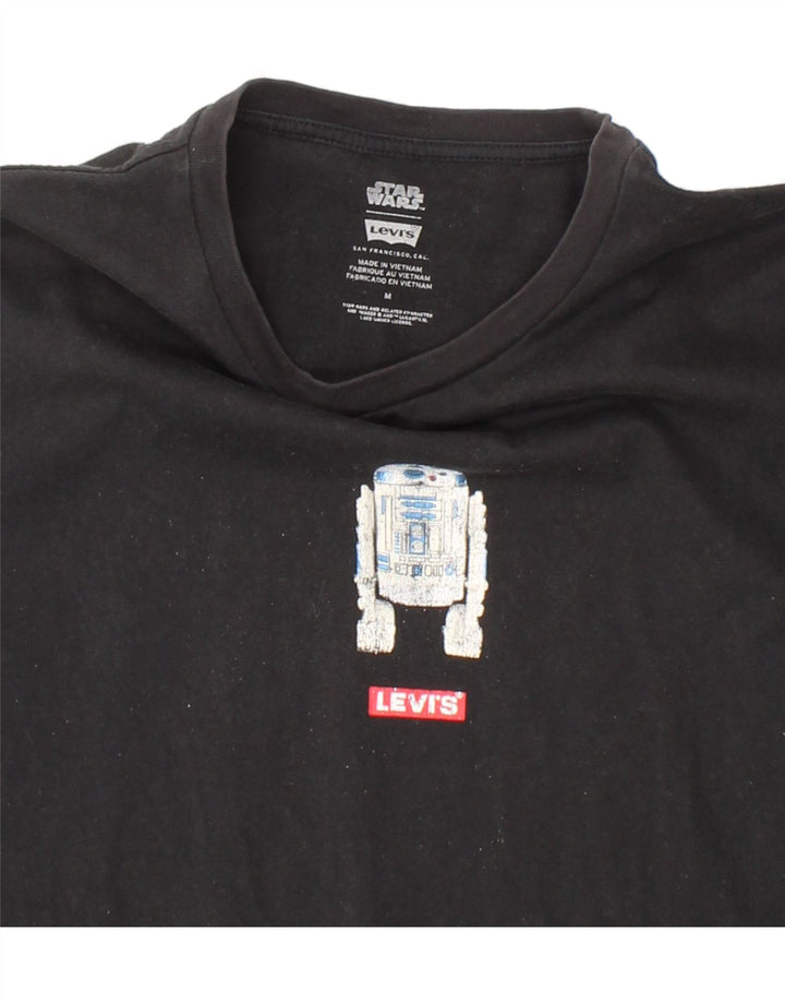 LEVI'S Womens Graphic T-Shirt Top UK 12 Medium Black Cotton Vintage Levi's and Second-Hand Levi's from Messina Hembry 