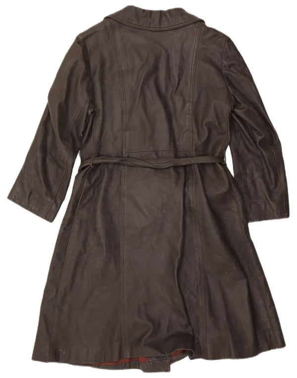 VINTAGE Γυναικείο Δερμάτινο Παλτό UK 14 Μεσαίο Καφέ