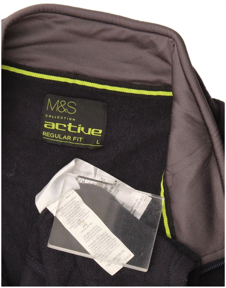 Marks & Spencer Ανδρικό μπουφάν κανονικής εφαρμογής Fleece UK 40 Large Navy Blue