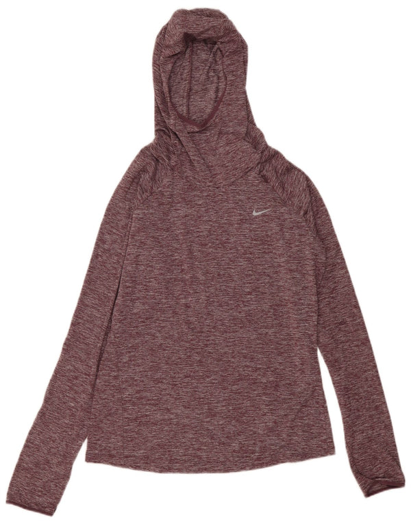 Nike γυναικείο Dri Fit Running Top μακρυμάνικο UK 14 Medium Burgundy Flecked