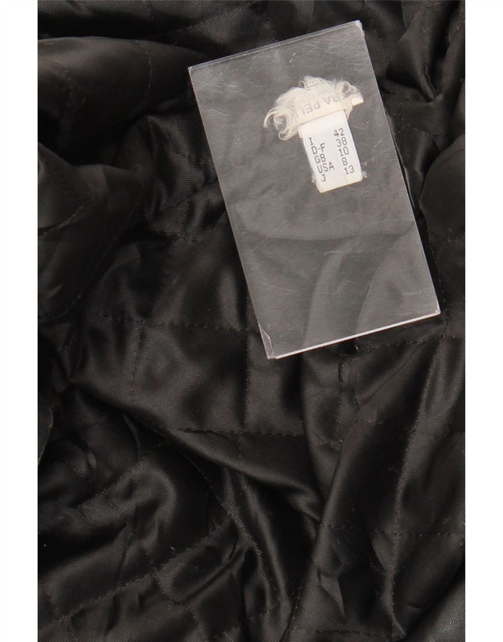 VINTAGE Γυναικείο Δερμάτινο Μπουφάν UK 10 Small Black