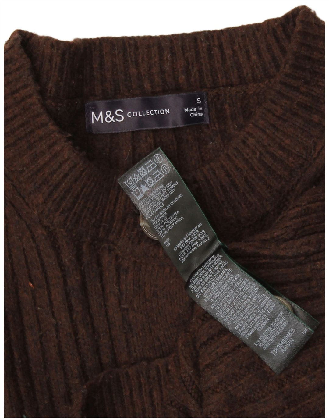 Marks & Spencer Γυναικεία ζακέτα Crop UK 10 Small Brown Polyester