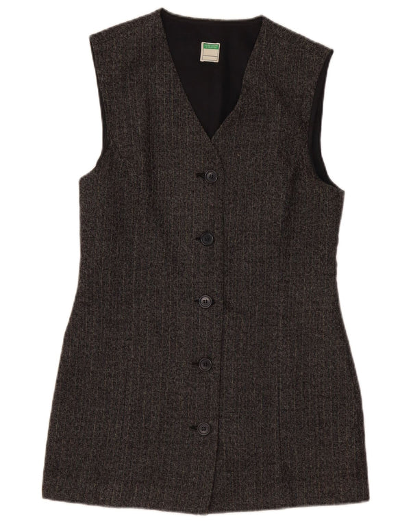 BENETTON Γυναικείο σακάκι Longline Blazer UK 10 Small Grey Pinstripe