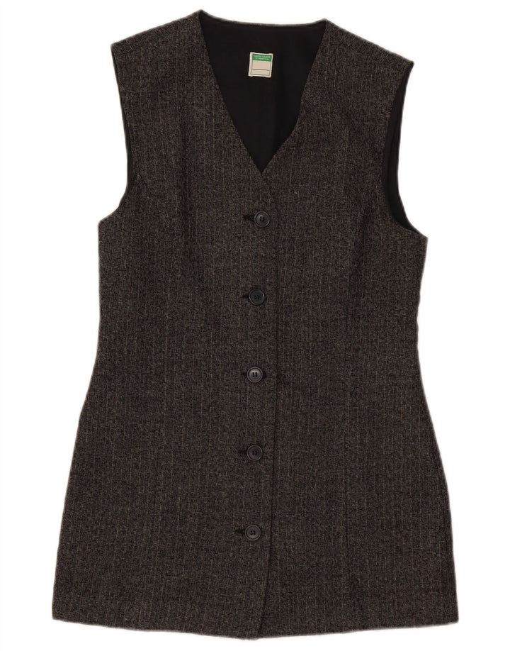 BENETTON Γυναικείο σακάκι Longline Blazer UK 10 Small Grey Pinstripe