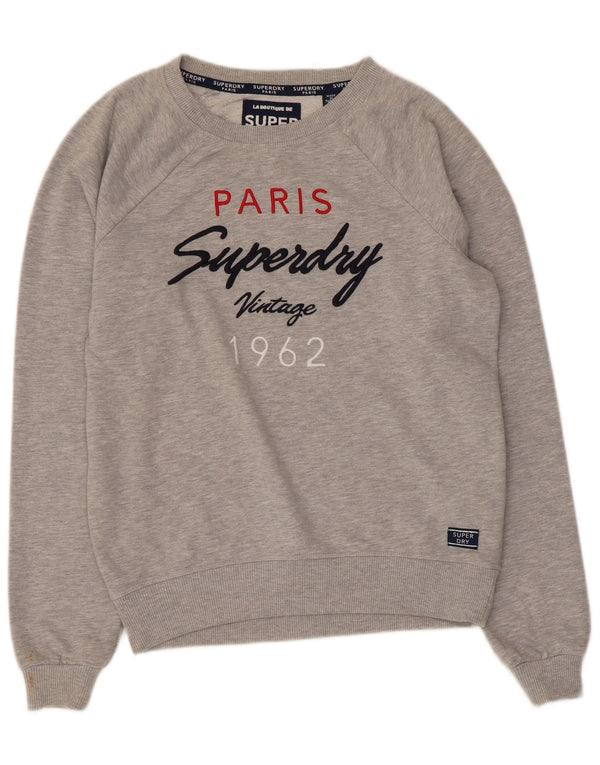 Superdry Γυναικεία γραφική φούτερ Jumper UK 10 Small Grey Flecked
