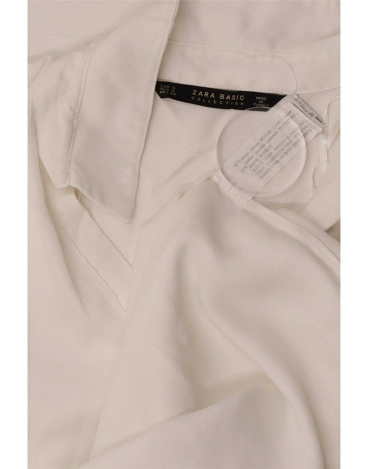 Zara Γυναικεία Μπλούζα UK 10 Small White Viscose