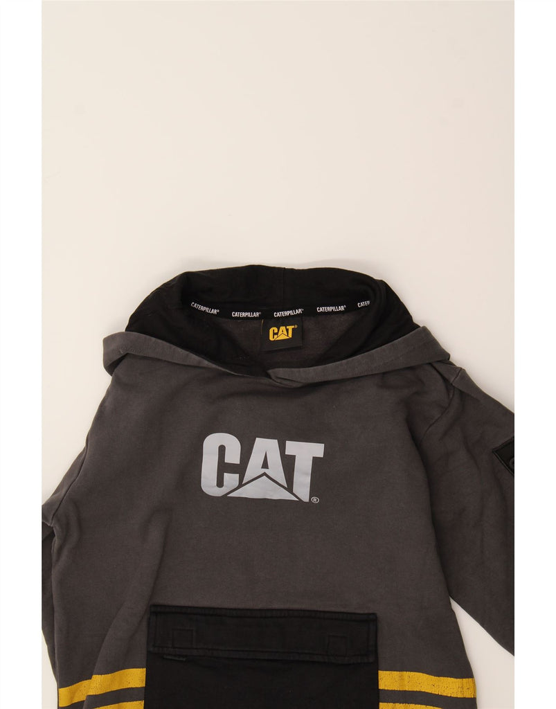CATERPILLAR Boys Graphic Hoodie Jumper 11-12 Years Grey Cotton Vintage Caterpillar and Second-Hand Caterpillar from Messina Hembry 